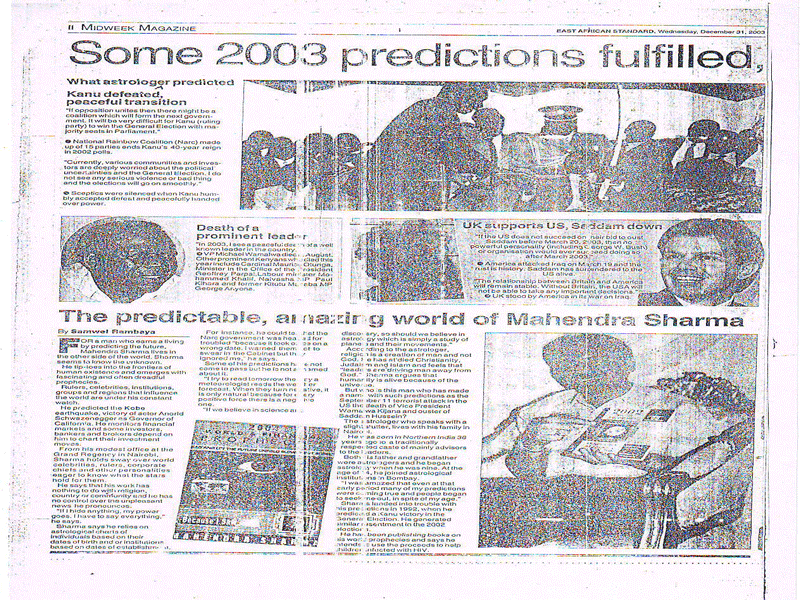 East African Standard, Wednesday, December 31, 2003