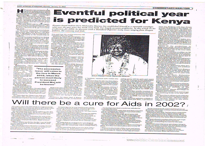 East African Standard, Monday, January 14, 2002