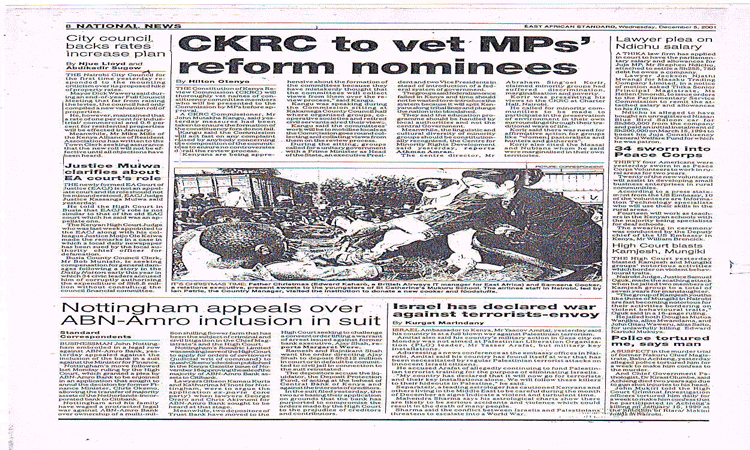 East African Standard, Wednesday, December 5, 2001