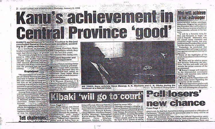 East African Standard, Thursday, January 8, 1998